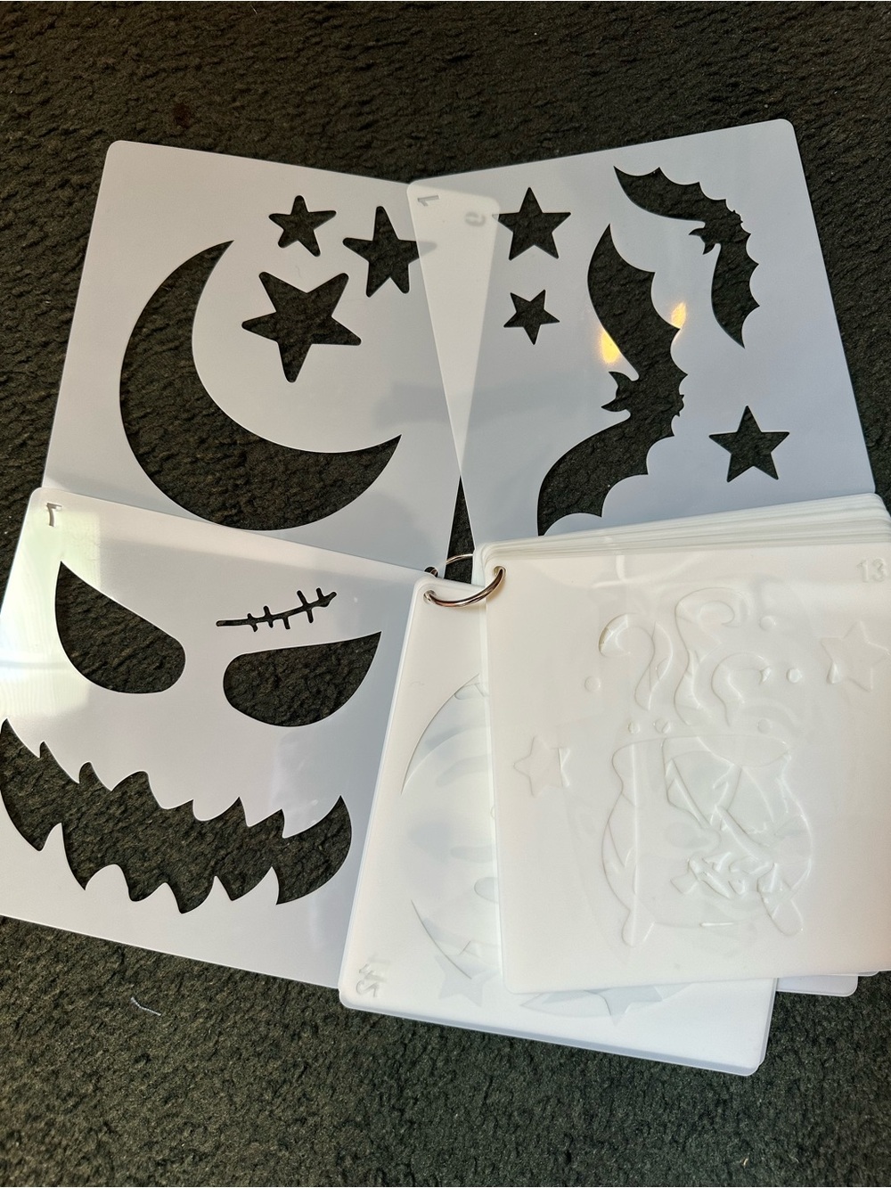 Halloween Face and Party plastic Stencil Set - White